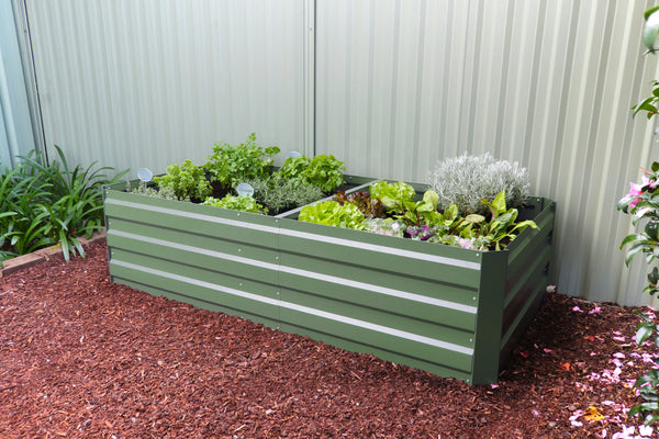 Greenlife Premium Large Raised Garden Bed with 4 Support Braces - 1800 x 900 x 450mm - Eucalypt Green