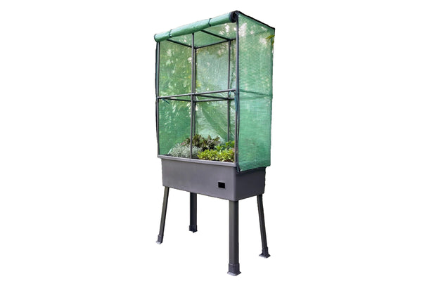 Greenlife Self-Watering Mobile Planter Box with Greenhouse + Leg Kit Bundle