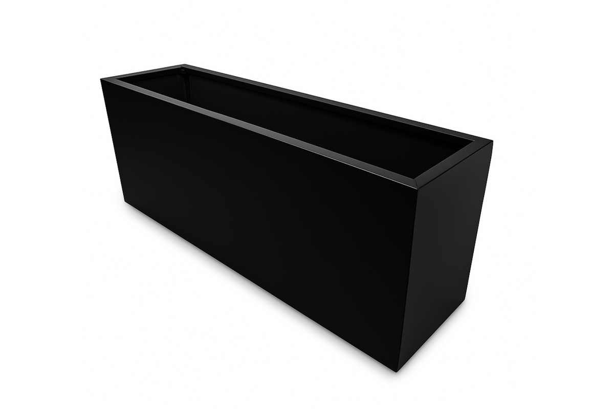 Greenlife Metal Designer Planter Box with Base 1200 x 340 x 400mm Black