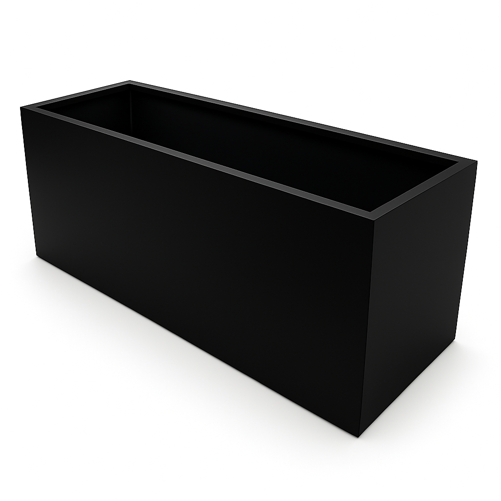 Greenlife Metal Designer Planter Box with Base 1200 x 400 x 500mm Black