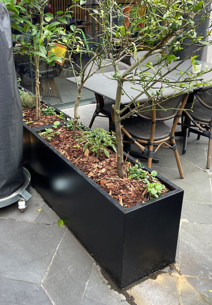 Greenlife Metal Designer Planter Box with Base 1200 x 400 x 500mm Black