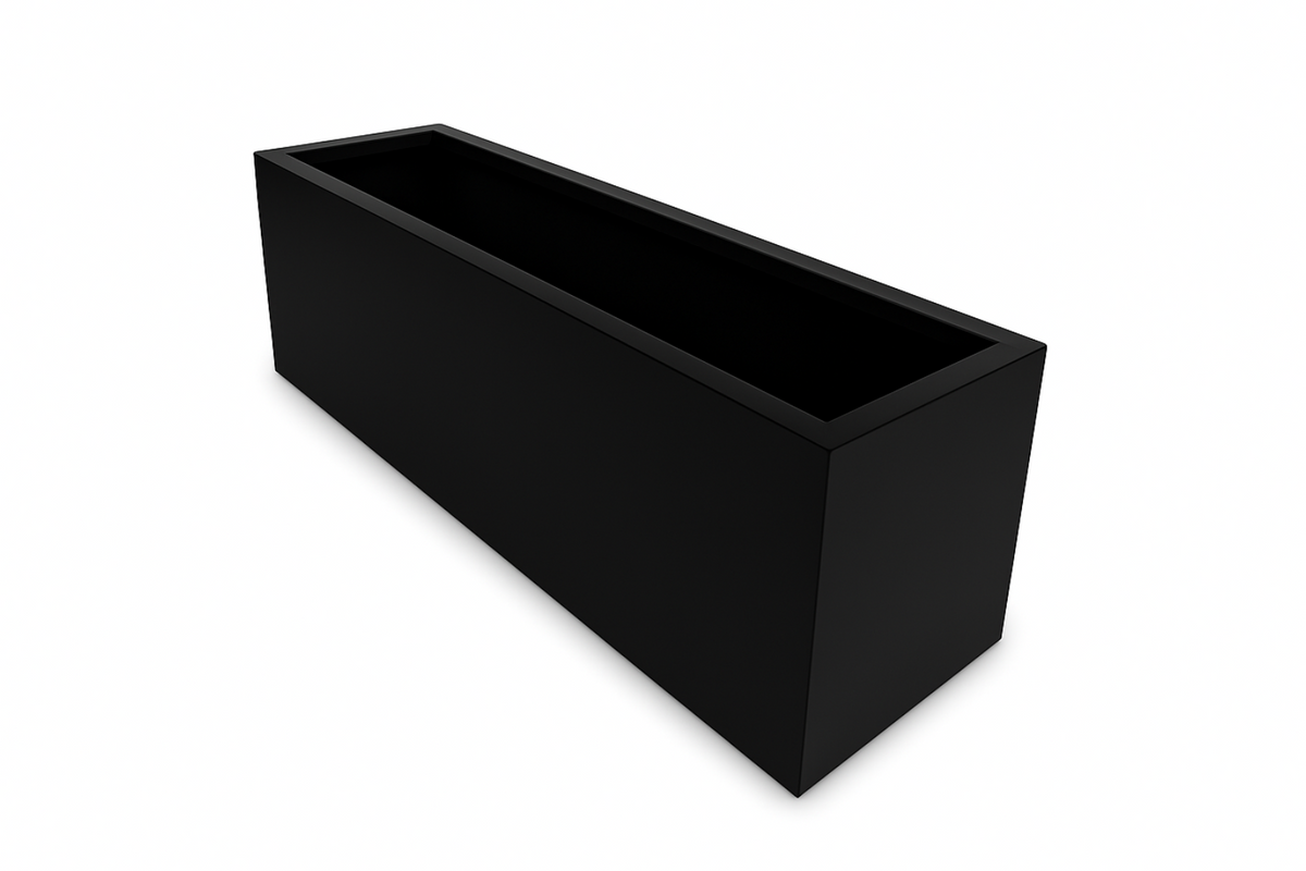 Greenlife Metal Designer Planter Box with Base 900 x 300 x 300mm Black