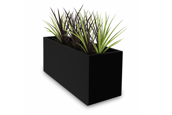 Greenlife Metal Designer Planter Box with Base 900 x 340 x 400mm Black
