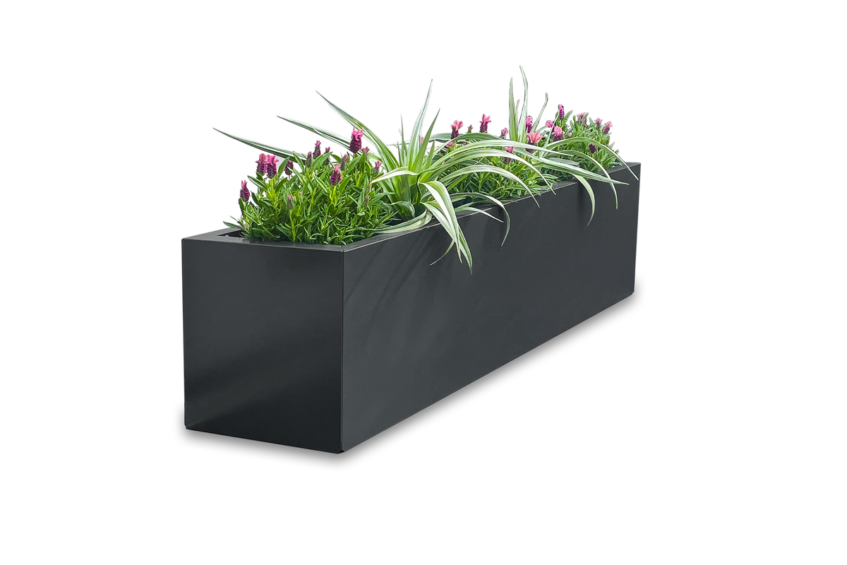 Greenlife Metal Designer Planter Box with Base 1200L x 300W x 300H Charcoal