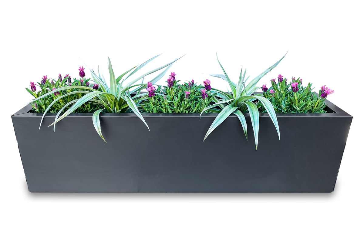Greenlife Metal Designer Planter Box with Base 1200L x 300W x 300H Charcoal