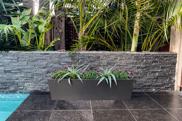 Greenlife Metal Designer Planter Box with Base 1200L x 300W x 300H Charcoal