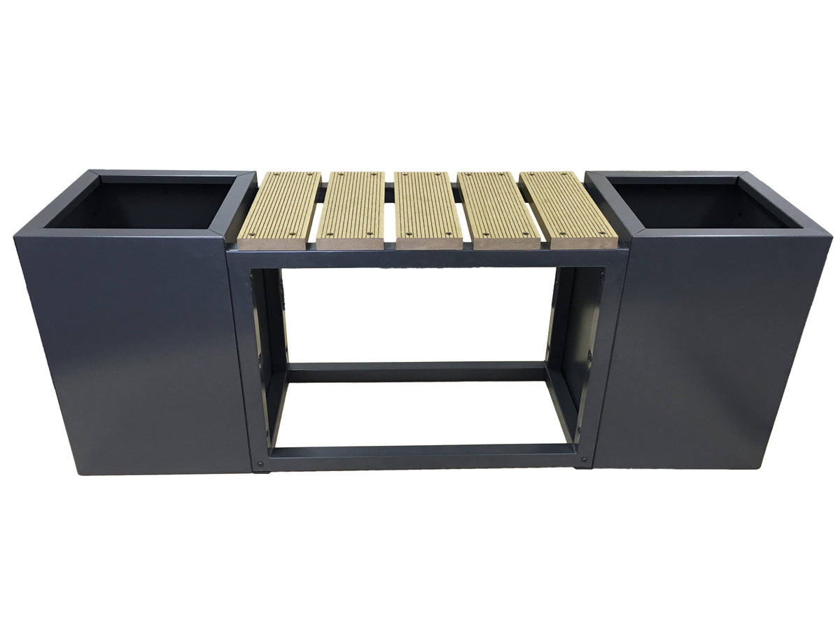 Greenlife Metal Designer Planter Boxes & Composite Seat - Charcoal