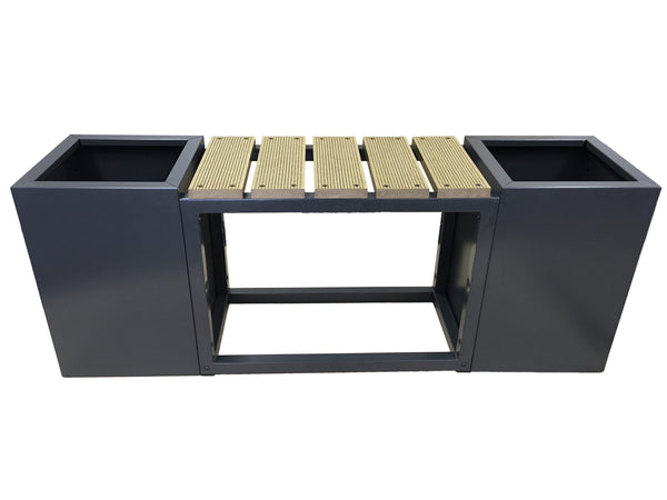Greenlife Metal Designer Planter Boxes & Composite Seat - Charcoal