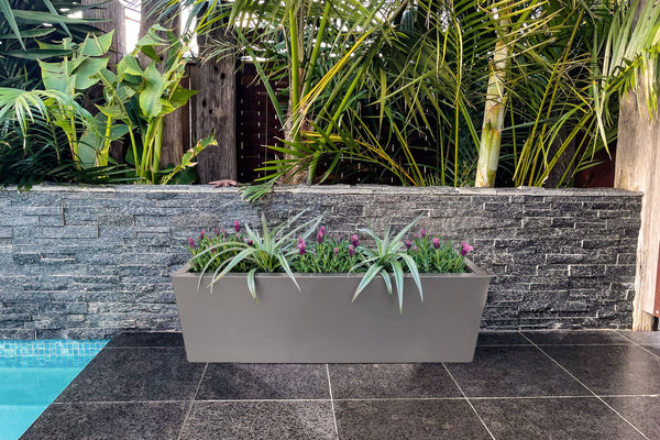 Greenlife Metal Designer Planter Box with Base 1200 x 340 x 400mm Slate Grey