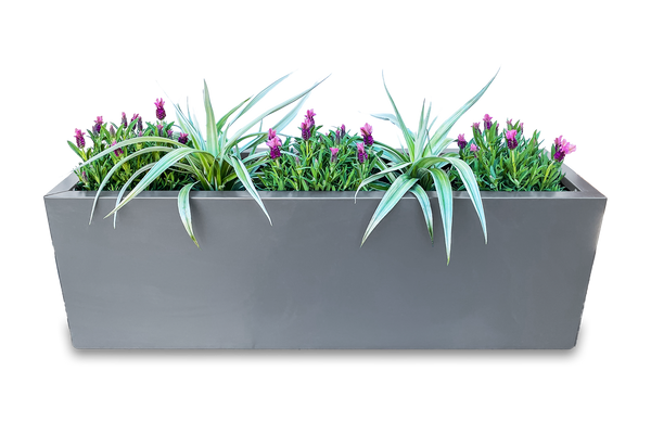 Greenlife Metal Designer Planter Box with Base 1200 x 340 x 400mm Slate Grey