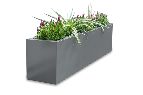 Greenlife Metal Designer Planter Box with Base 1200 x 340 x 400mm Slate Grey