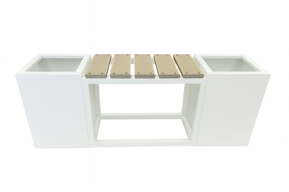 Greenlife Metal Designer Planter Boxes & Composite Seat - Vibrant White