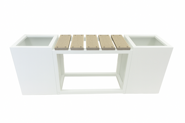 Greenlife Metal Designer Planter Boxes & Composite Seat - Vibrant White