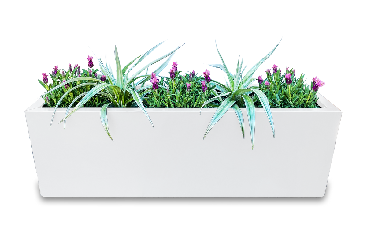 Greenlife Metal Designer Planter Box with Base 1200 x 340 x 400mm Vibrant White