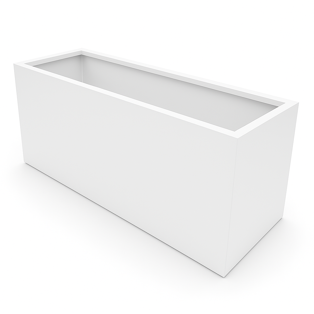 Greenlife Metal Designer Planter Box with Base 1200 x 400 x 500mm Vibrant White