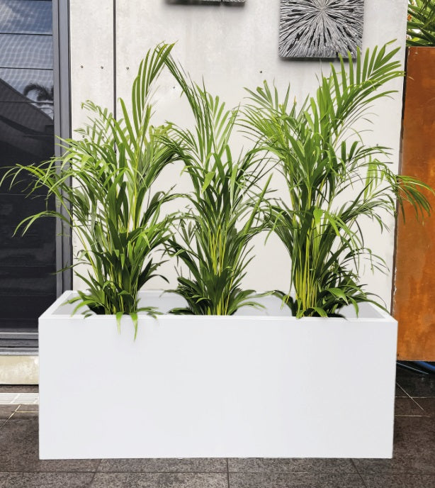 Greenlife Metal Designer Planter Box with Base 1200 x 400 x 500mm Vibrant White