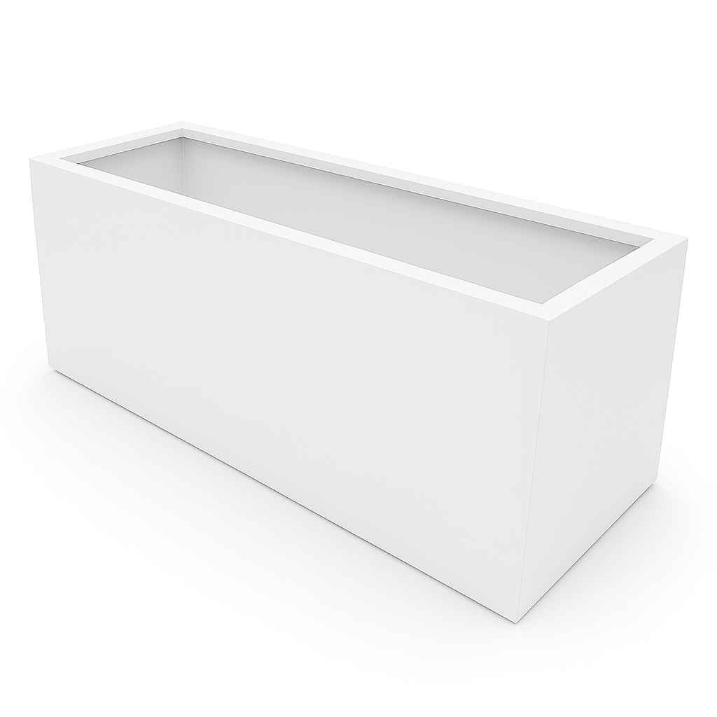 Greenlife Metal Designer Planter Box with Base 900 x 400 x 500mm Vibrant White