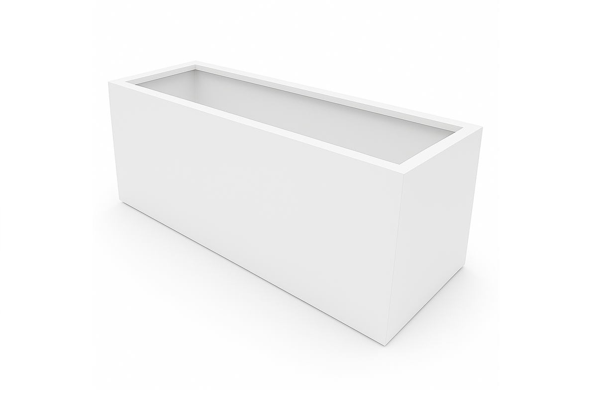 Greenlife Metal Designer Planter Box with Base 900 x 400 x 500mm Vibrant White