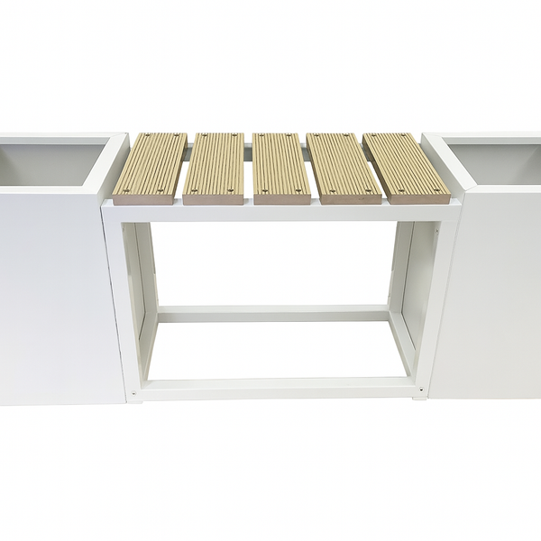 Greenlife Metal Designer Planter Boxes & Composite Seat - Vibrant White