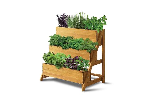 VegTrug Timber Terrace Herb Planter 3 Tier – Natural