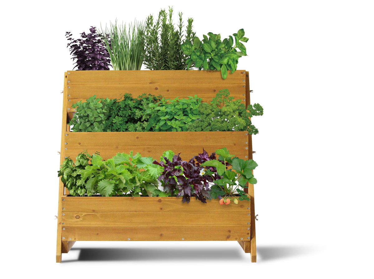 VegTrug Timber Terrace Herb Planter 3 Tier – Natural