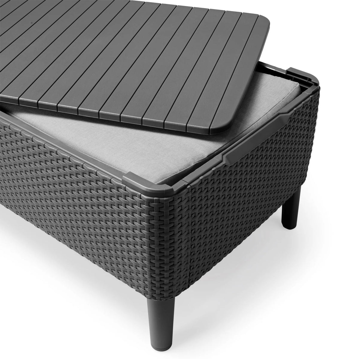 Keter Salemo Lounge Set with Storage Table and Cushions - Graphite