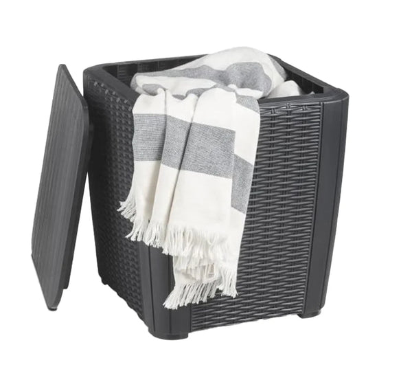 Keter Luzon Flat Wicker 44L Outdoor Storage Box Table - Anthracite