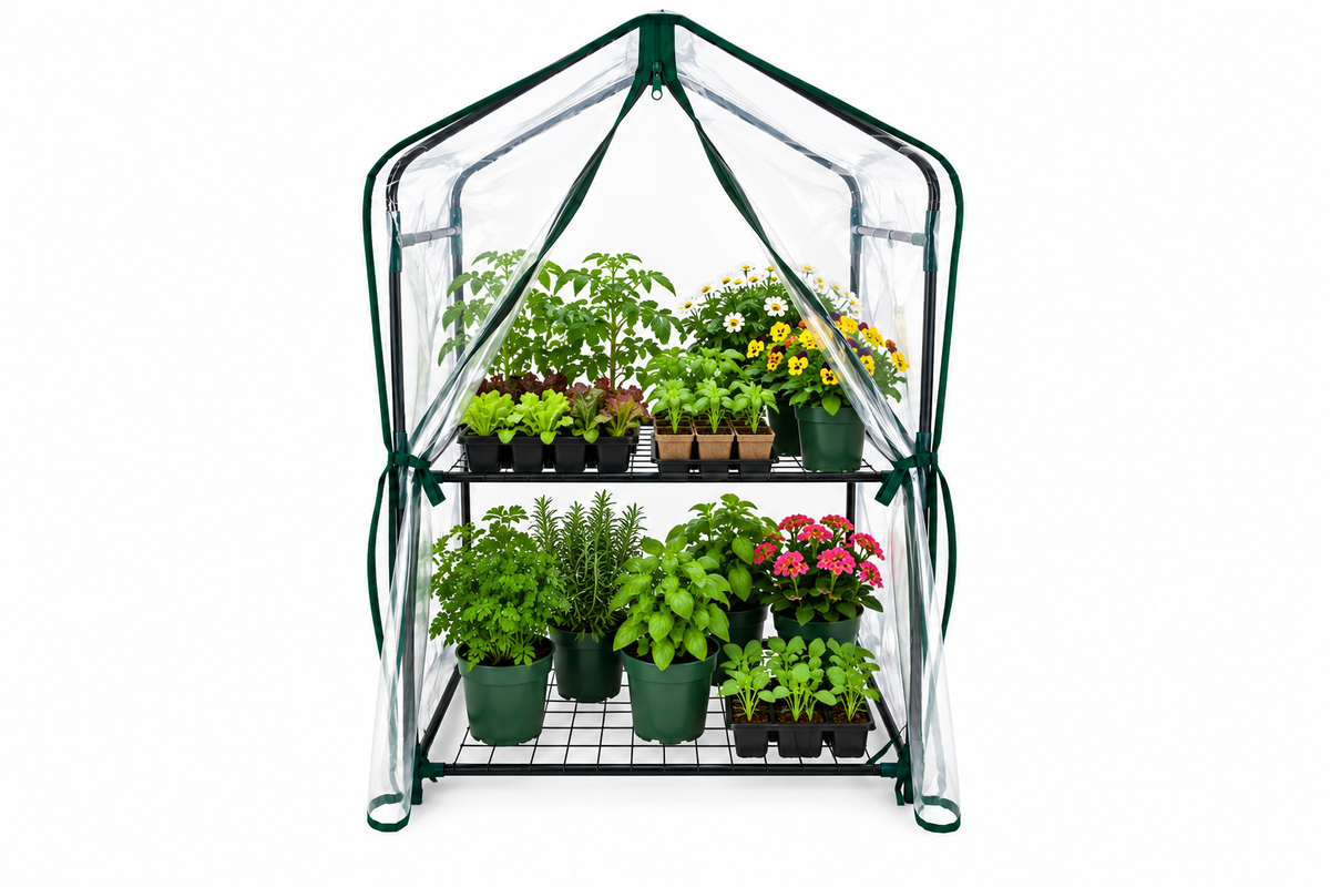 Greenlife 2 Tier Small Greenhouse Clear PE Cover 940H x 590W x 390D