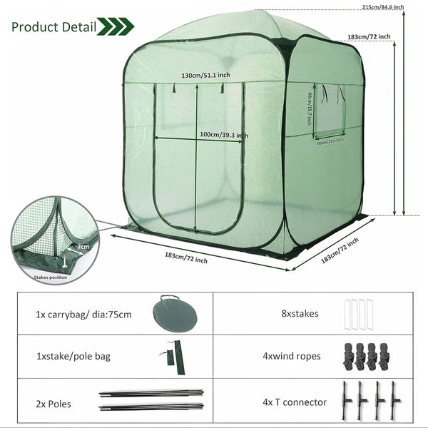 Maze Pop-up Tall Greenhouse Extra Large - 1830W x 1830D x 2150H mm
