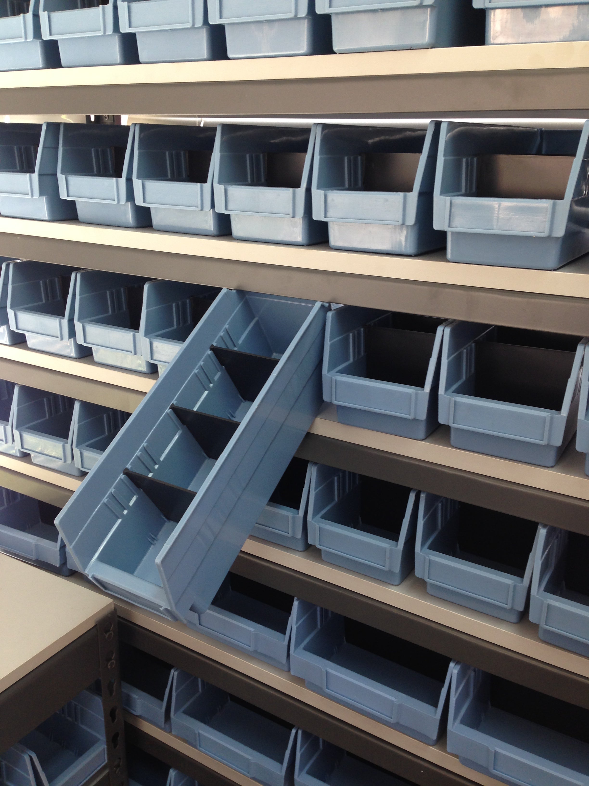 Summit Rivet Bin Shelving Units with Plastic Storage Bins - 70 Bins ...