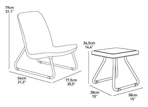 Keter Rio Rattan Outdoor Balcony Patio Set - White with Black Legs