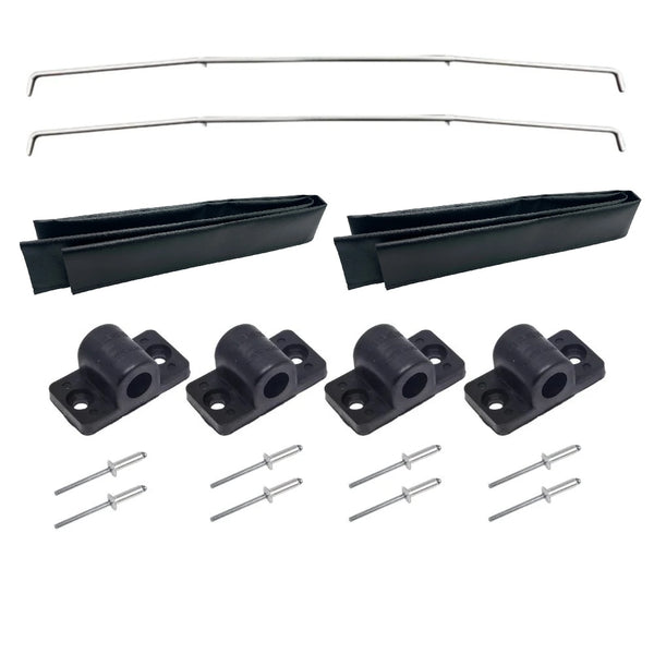 Tonneau Rod Support Bar Replacement TWIN Kit with Sheath, Brackets and Pop Rivets