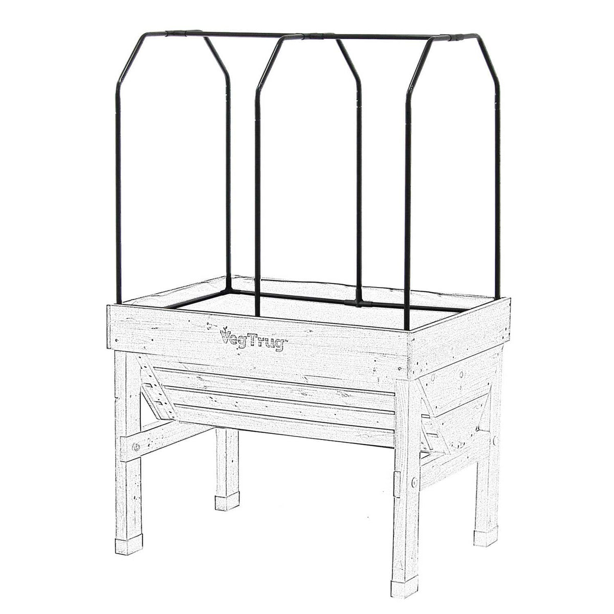 VegTrug 90cm Frame with PE Greenhouse and Shade Covers for Small 1m Classic Planter