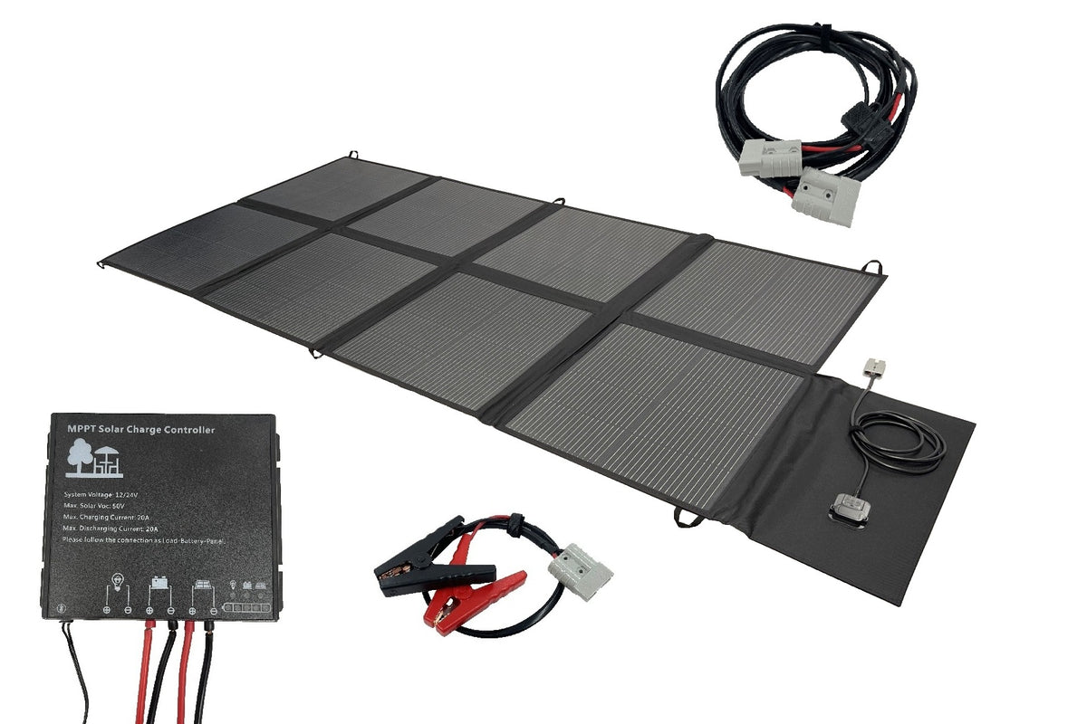 300W Portable Folding Solar Panel Blanket Kit with MPPT Controller & Accessories