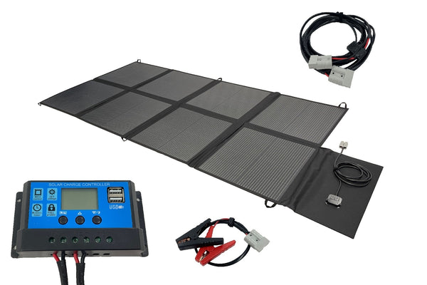 300W Premium Portable Folding Solar Panel Blanket, PWM Controller & Accessories