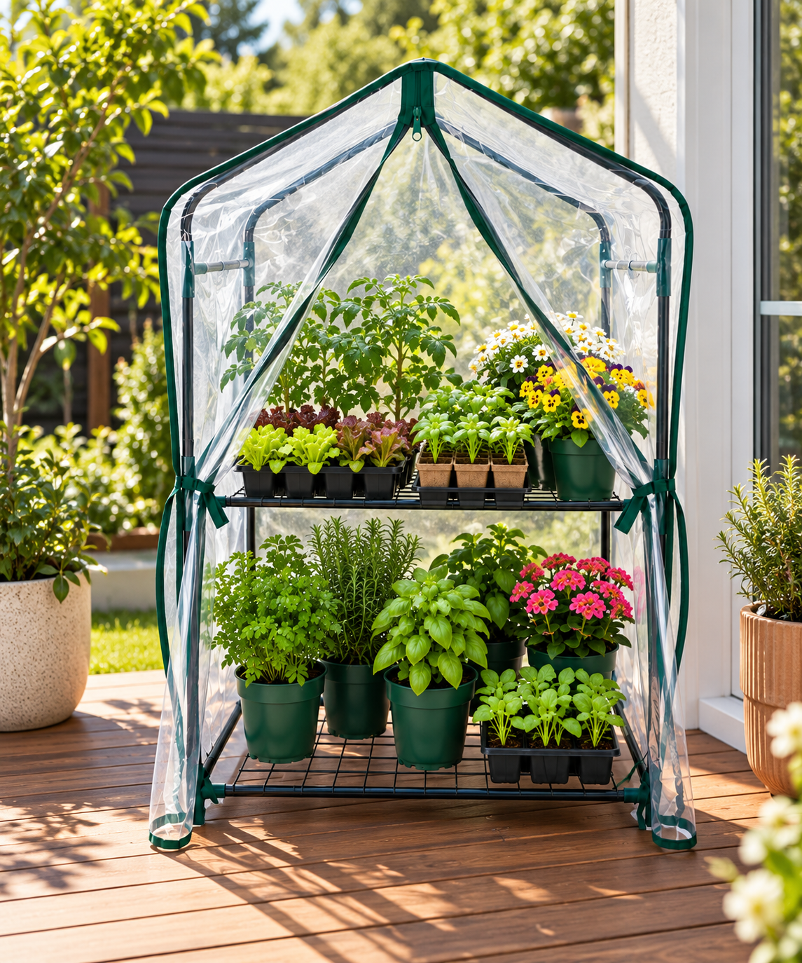 Greenlife 2 Tier Small Greenhouse Clear PE Cover 940H x 590W x 390D