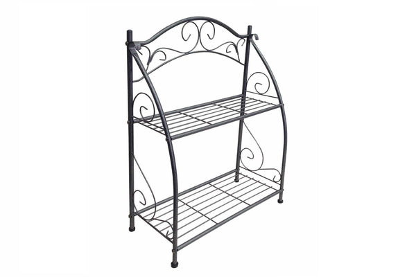 Takasho Metal Plant Stand 2 Shelf - Hammertone Grey