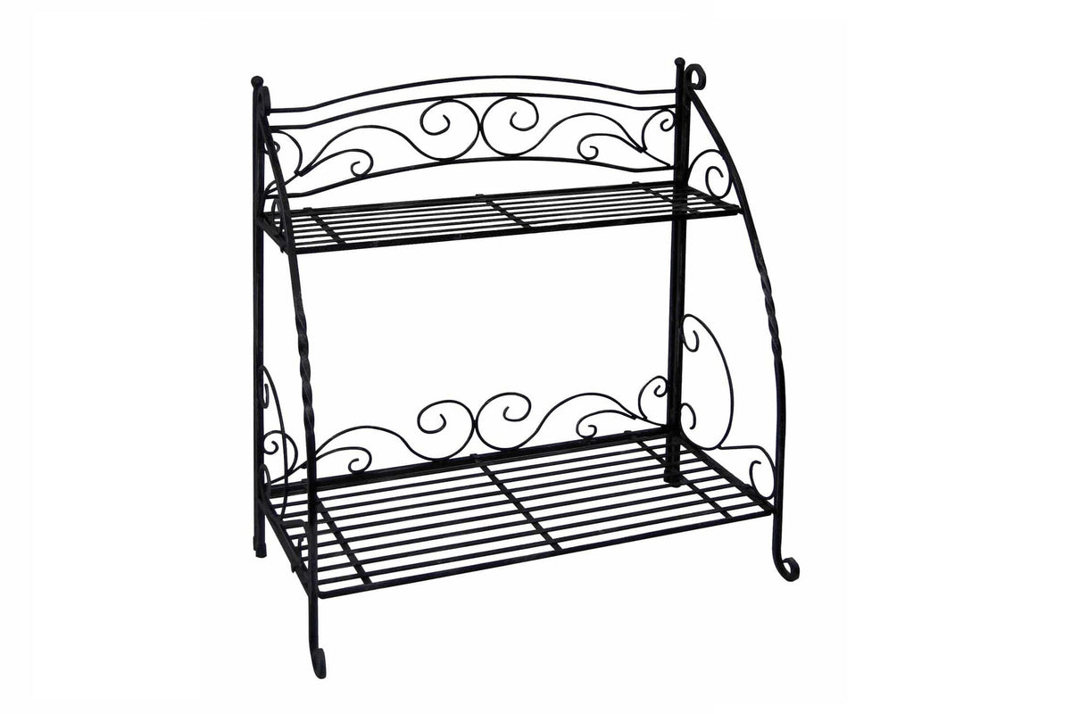 Takasho Bakers Metal Plant Stand 2 Shelf - Black