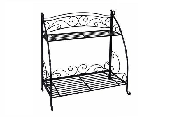 Takasho Bakers Metal Plant Stand 2 Shelf - Black