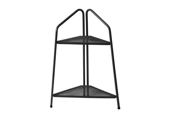 Takasho Modern Corner Metal Plant Stand 2 Shelf - Black
