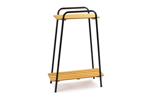 Takasho Moderno Tall Plant Stand 2 Shelf - Black/Natural Timber