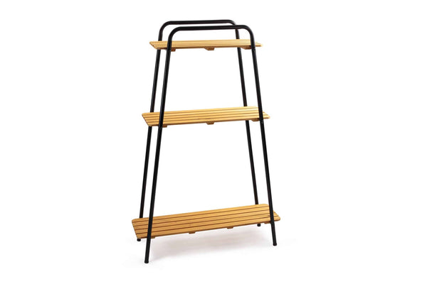 Takasho Moderno Tall Plant Stand 3 Shelf - Black/Natural Timber