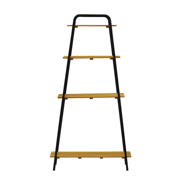 Takasho Moderno Tall Plant Stand 4 Shelf - Black/Natural Timber