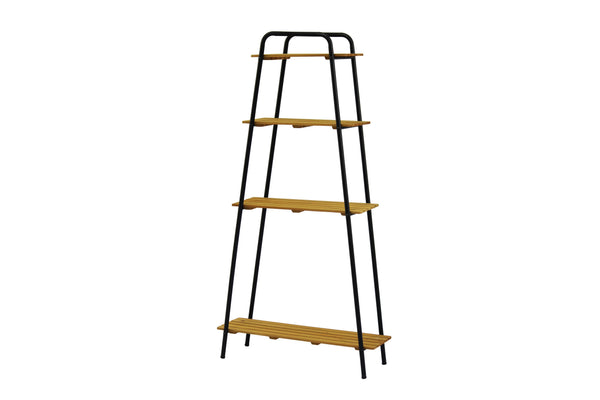 Takasho Moderno Tall Plant Stand 4 Shelf - Black/Natural Timber