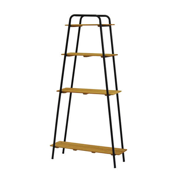 Takasho Moderno Tall Plant Stand 4 Shelf - Black/Natural Timber