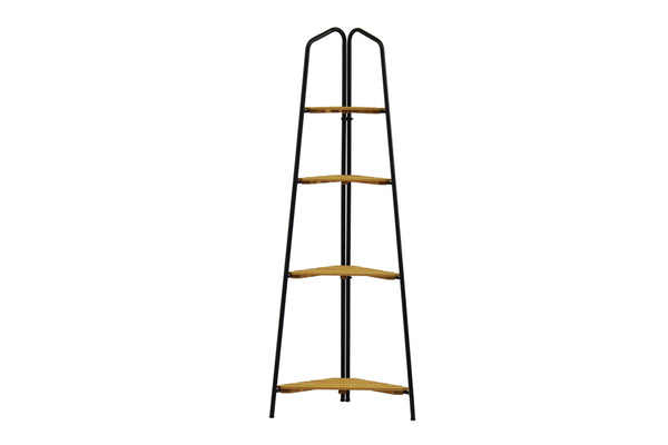 Takasho Moderno Corner Plant Stand 4 Shelf - Black/Natural Timber