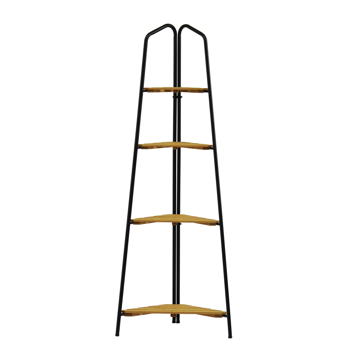 Takasho Moderno Corner Plant Stand 4 Shelf - Black/Natural Timber