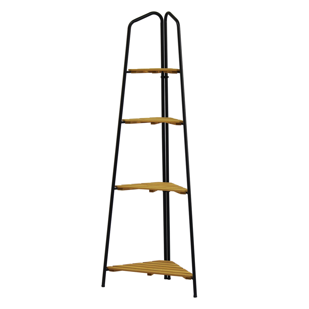 Takasho Moderno Corner Plant Stand 4 Shelf - Black/Natural Timber