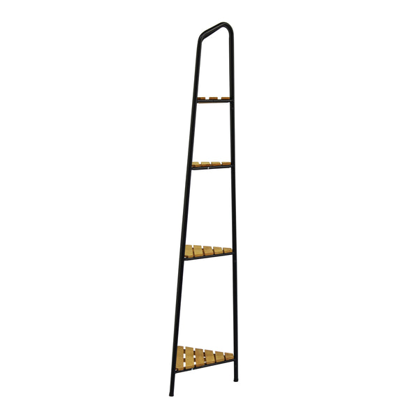 Takasho Moderno Corner Plant Stand 4 Shelf - Black/Natural Timber