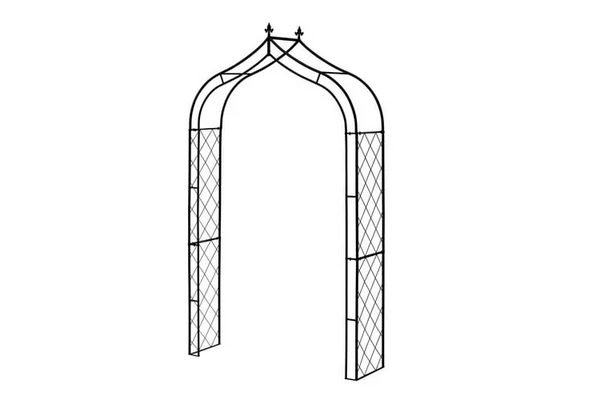 Takasho Finial Metal Lattice Garden Arch 1310 x 400 x 2500 mm Black